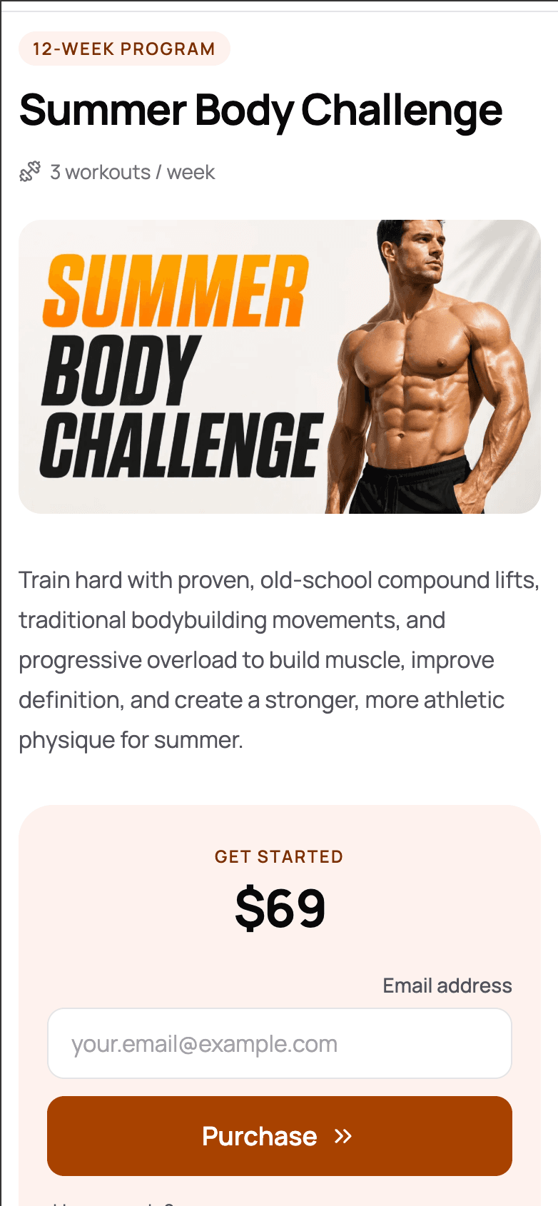 A public FitClips program detail page